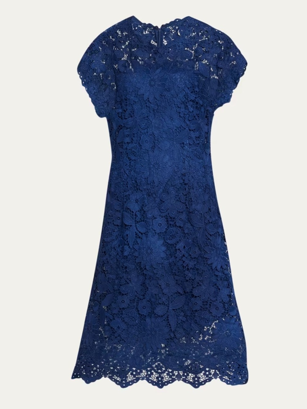 Rickie Freeman Teri Jon Navy Blue Cap Sleeve A Line Lace Midi Dress size 4